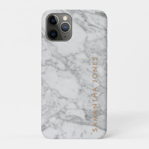 White Carrara Marble Gold Classic Personalisiert Case-Mate iPhone Hülle