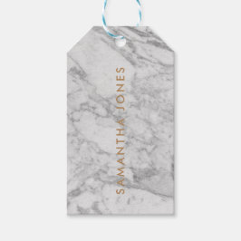 White Carrara Marble Gold Classic Personalisiert Geschenkanhänger