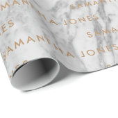 White Carrara Marble Gold Classic Personalisiert Geschenkpapier (Rolleneckpunkt)