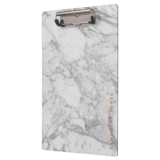 White Carrara Marble Gold Classic Personalisiert Klemmbrett (Links)