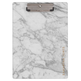 White Carrara Marble Gold Classic Personalisiert Klemmbrett