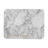 White Carrara Marble Gold Classic Personalisiert Magnet (Horizontal)