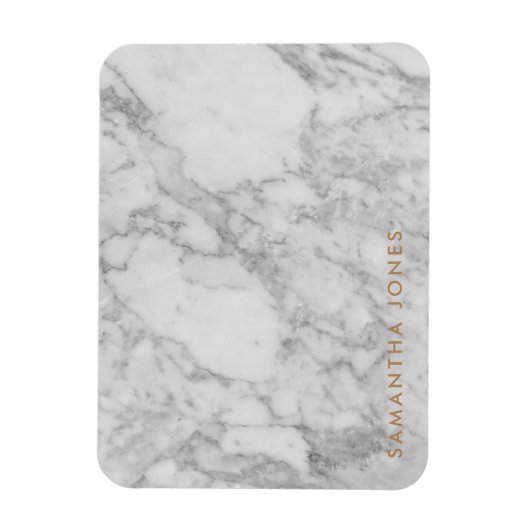 White Carrara Marble Gold Classic Personalisiert Magnet (Vertikal)