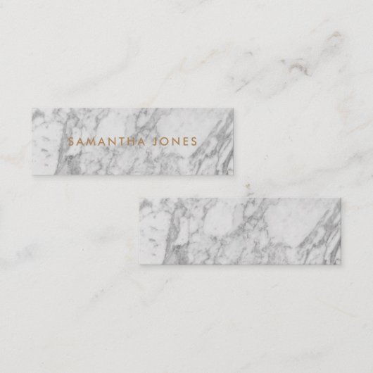 White Carrara Marble Gold Classic Personalisiert Mini Visitenkarte (Vorne/Hinten)