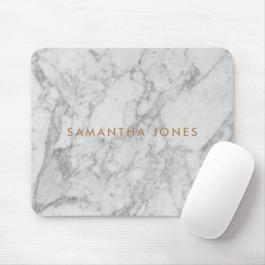 White Carrara Marble Gold Classic Personalisiert Mousepad (Mit Mouse)