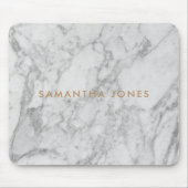White Carrara Marble Gold Classic Personalisiert Mousepad (Vorne)