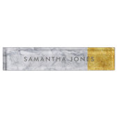 White Carrara Marble Gold Classic Personalisiert Namensplakette (Vorderseite)