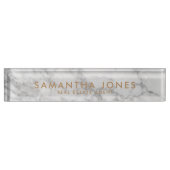 White Carrara Marble Gold Classic Personalisiert Namensplakette (Vorderseite)