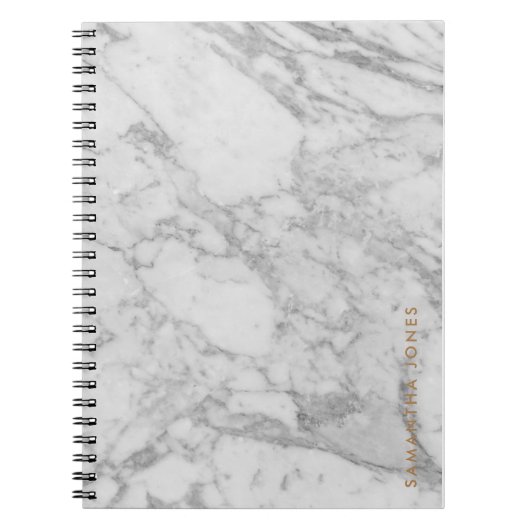 White Carrara Marble Gold Classic Personalisiert Notizblock (Vorderseite)