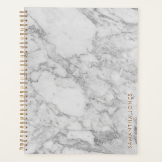 White Carrara Marble Gold Classic Personalisiert Planer (Vorderseite)