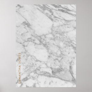 White Carrara Marble Gold Classic Personalisiert Poster