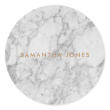 White Carrara Marble Gold Classic Personalisiert