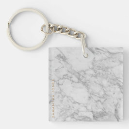 White Carrara Marble Gold Classic Personalisiert Schlüsselanhänger