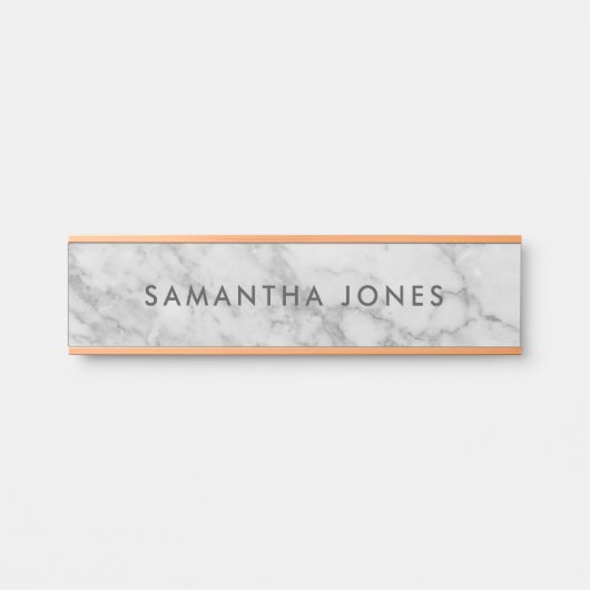 White Carrara Marble Gold Classic Personalisiert Türschild (Vorderseite )