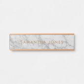 White Carrara Marble Gold Classic Personalisiert Türschild (Vorderseite )