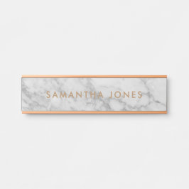 White Carrara Marble Gold Classic Personalisiert Türschild