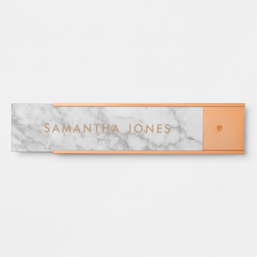 White Carrara Marble Gold Classic Personalisiert Türschild (Vorderseite )