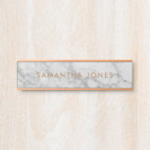 White Carrara Marble Gold Classic Personalisiert Türschild (Vorderseite )