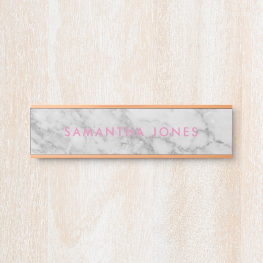 White Carrara Marble Gold Classic Personalisiert Türschild (Vorderseite )
