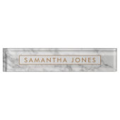 White Carrara Marble Gold Klassischer Personalisie Namensplakette (Vorderseite)