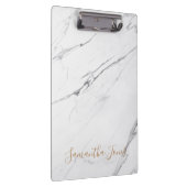 White Carrara Marble Gold Script Classic Moderne Klemmbrett (Rechts)