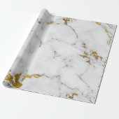White Carrara Marble Gray Gold Glam Stone Geschenkpapier (Ungerollt)