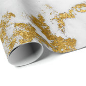 White Carrara Marble Gray Gold Glam Stone Geschenkpapier (Rolleneckpunkt)
