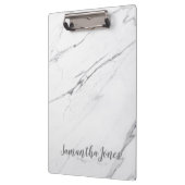 White Carrara Marble Script Classic Modern Klemmbrett (Links)