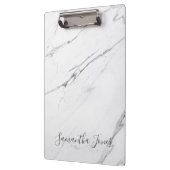 White Carrara Marble Script Classic Modern Klemmbrett (Links)