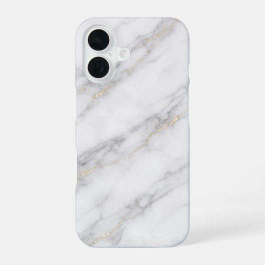 White Carrara Marble with Champagne Gold Veining iPhone 16 Hülle (Rückseite)