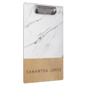 White Carrara Marmor Glitzer Gold Classic Moderne Klemmbrett (Rechts)