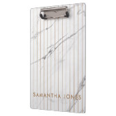 White Carrara Marmor Gold Streifen Classic Moderne Klemmbrett (Links)