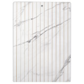White Carrara Marmor Gold Streifen Classic Moderne Klemmbrett (Rückseite)