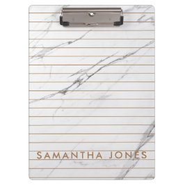 White Carrara Marmor Gold Streifen Classic Moderne Klemmbrett