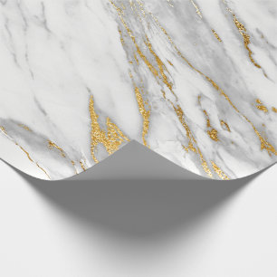 White Carrara Marmor Gray Gold Stone Minimal Geschenkpapier