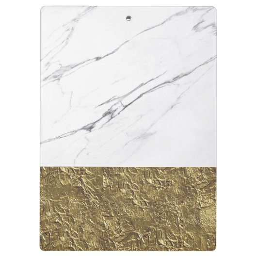 White Carrara Marmor Matt Gold Classic Moderne Klemmbrett (Rückseite)
