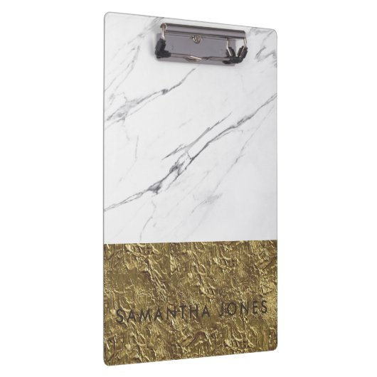 White Carrara Marmor Matt Gold Classic Moderne Klemmbrett (Rechts)