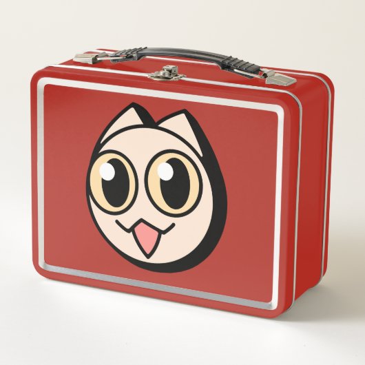 White Cartoon Cat Metall Brotdose (Vorderseite)