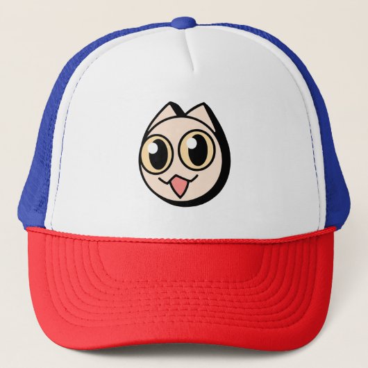 White Cartoon Cat Truckerkappe (Vorderseite)