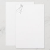 White Cartoon Ghost Briefpapier (Vorne/Hinten)