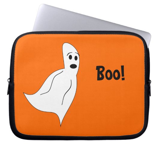 White Cartoon Ghost Laptopschutzhülle (Vorderseite)