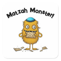 White Cartoons Matzah Monster Pessach Sticker