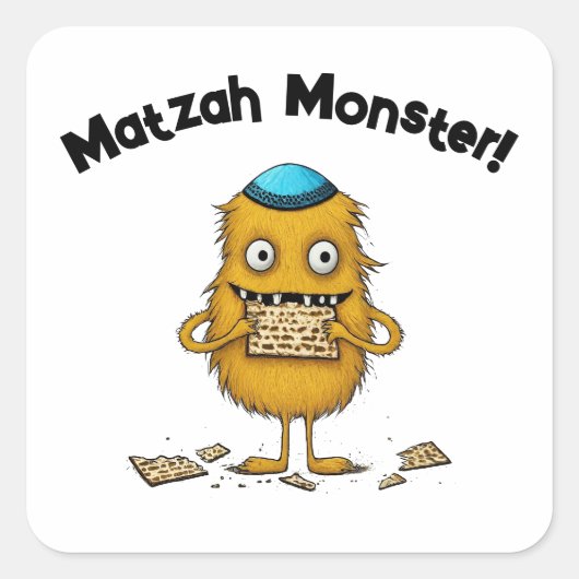 White Cartoons Matzah Monster Pessach Sticker (Vorderseite)