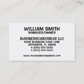 White Casket Graveside Beerdigung Zuhause Director Visitenkarte (Rückseite)