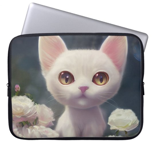 WHITE CAT ART LAPTOP SLEEVE (Vorderseite)