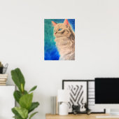 White Cat Art Print Poster (Heimbüro)
