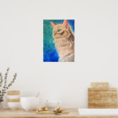White Cat Art Print Poster (Küche)