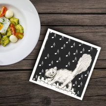 White Cat auf Piano Keys Musiknoten