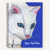 White Cat Bright Blue eyes Sparkle Deep Blue Notizblock (Vorderseite)