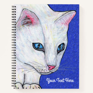 White Cat Bright Blue eyes Sparkle Deep Blue Notizblock